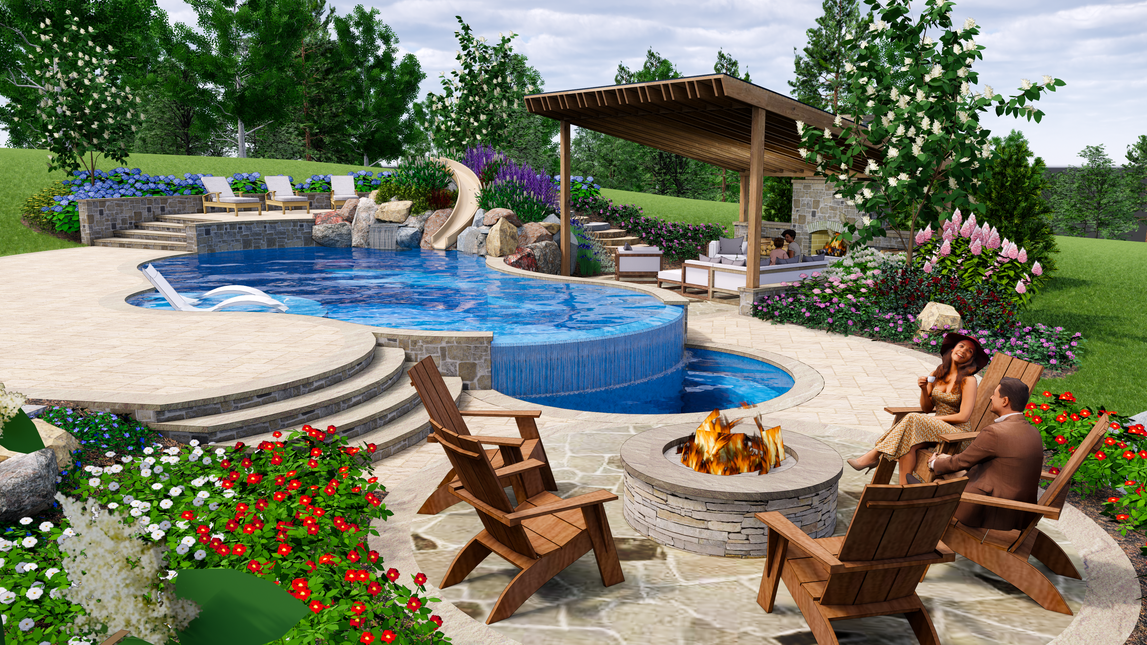 sloped backyard pool ideas